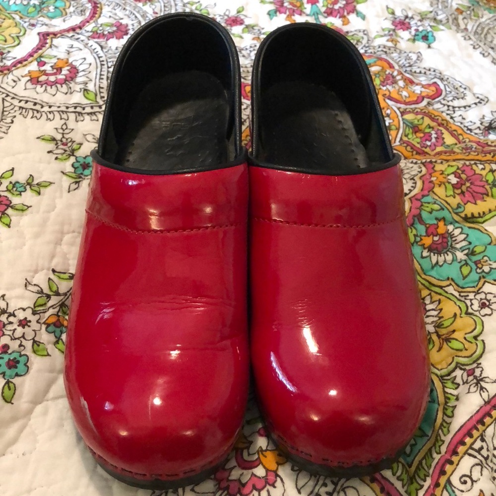 Dansko red patent clog. Size euro 38 us 8